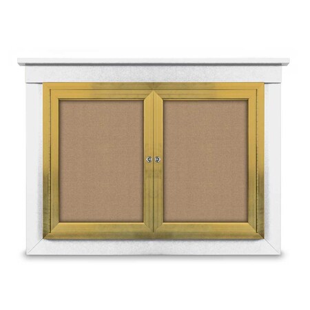 United Visual Products 48"x36" 2-Door Enclosed Letterboard, Blue Felt/Cherry UV2624O-CHERRY-BLUE